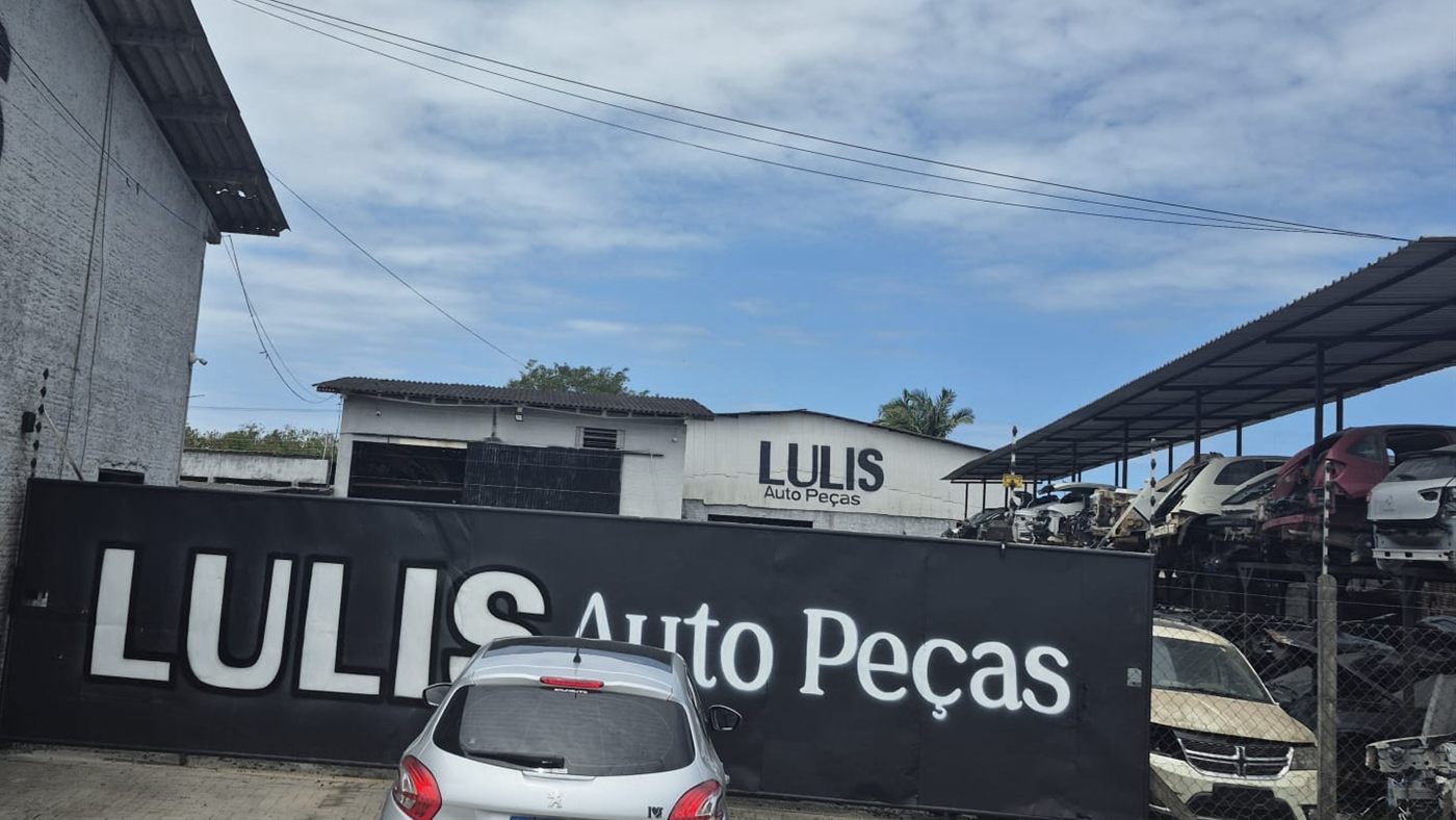 Pátio da Lulis Auto Peças com veículos em desmontagem